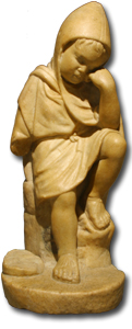 A statue of a sleeping child