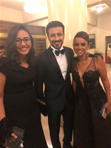  Avec l'acteur égyptien Ahmed Dawood et son épouse l'actrice égyptienne Ola Roushdi lors de la cérémonie d'inauguration