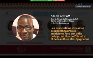 L'intervention de M. Adama Aly Pam, Chef Archiviste de l’Unesco et chef d’Unité Archives, Bibliothèque et Gestion des dossiers