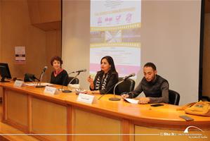  De gauche à droite : M<sup>me</sup> Valérie Gerbault, Déléguée Générale du Centre Méditerranéen de la Communication Audiovisuelle - CMCA, Dr Marwa El Sahn, Directrice du Centre d'Activites Francophones - CAF et M. Youssef Assaf, Expert en cinématographie et videographie