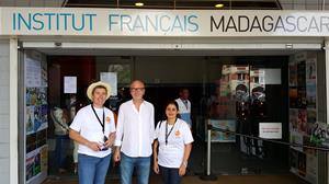 L'inauguration du forum avec le directeur de l'Institut Français de Madagascar, Aude Morda et Dr Marwa El Sahn