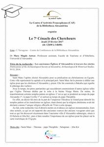 Le 7<sup>ème</sup> Cénacle des Chercheurs