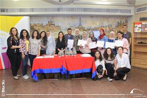 Photo de groupe avec l'universit&eacute; de Tanta