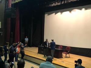 Lors de la conf&eacute;rence de Mohamed Sobhy