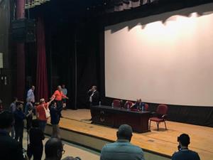 Lors de la conf&eacute;rence de Mohamed Sobhy