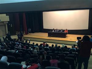 Lors de la conf&eacute;rence de Mohamed Sobhy