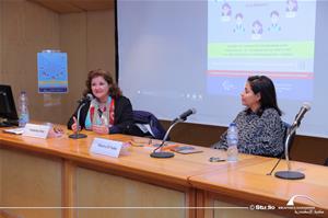  De gauche à droite : M<sup>me</sup> Sandrine Patt, Comportementale profiler et Dr Marwa El Sahn, Directrice du Centre d'Activités Francophones – CAF  