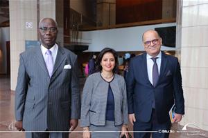 De gauche à droite : S.E.M. Ezouan Timothée, Ambassadeur de la République de Côte d'Ivoire au Caire, Dr Marwa El Sahn, Directrice du Centre d'Activités Francophones (CAF) et S.E.M. Mohamed Ben Youssef, Ambassadeur de Tunisie au Caire