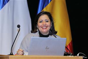 Dr Marwa El SAHN Directrice du Centre d&rsquo;Activit&eacute;s Francophones (CAF) de la Bibliotheca Alexandrina durant la s&eacute;ance inaugurale&nbsp;&nbsp;