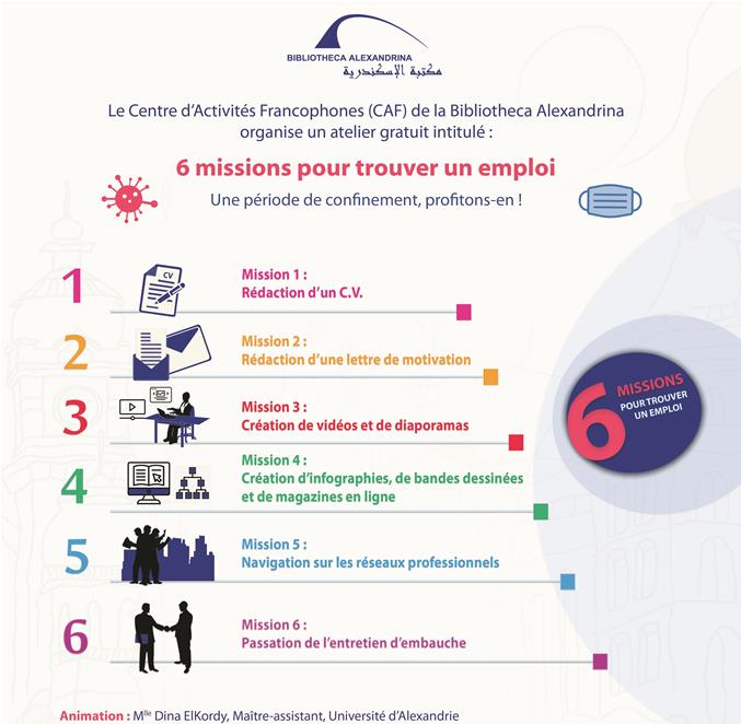 مكتبة الإسكندرية تنظم ورشة عمل بعنوان «6 خطوات للحصول على وظيفة» 