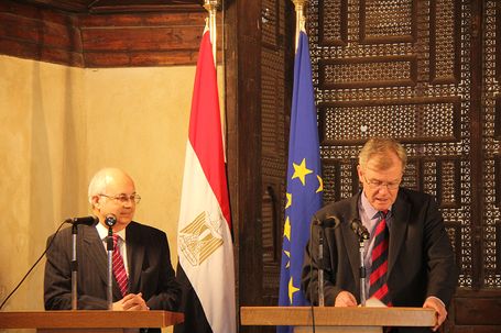 Dr. Ismail Serageldin, Director of the Library of Alexandria; and Ambassador James Moran, Head of Delegation of the European Union to Egypt during the ceremony.