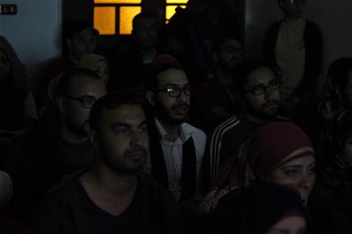 Participants attending a film screening at Medrar foundation for for contemporary art