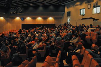 Participants attending a lecture by Dr. Rageh Dawood on Shadi Abdel-Salam film (Afaq) at Bibliotheca Alexandrina