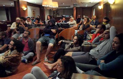 Participants attending a film screening during the Nile cruise - Photo by Ibrahim Saad