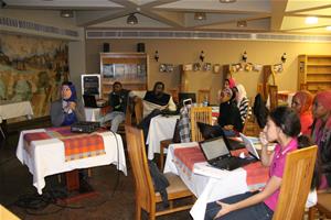 Mlle Dina El Kordy l'animatrice de la formation durant l'une des cinq séances qui ont eu lieu de 1 à 5 décembre 2013.