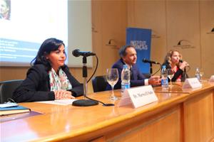 De gauche à droite : Dr Marwa El Sahn, Directrice du Centre d’Activités Francophones (CAF), Dr Gilles Kepel, Professeur des universités à l’Institut d’études politiques de Paris et membre de l’Institut universitaire de France, Véronique Rieffel, Directrice de l’Institut français d’Egypte à Alexandrie