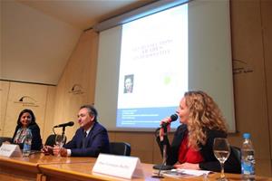 De gauche à droite : Dr Marwa El Sahn, Directrice du Centre d’Activités Francophones (CAF), Dr Gilles Kepel, Professeur des universités à l’Institut d’études politiques de Paris et membre de l’Institut universitaire de France, Véronique Rieffel, Directrice de l’Institut français d’Egypte à Alexandrie