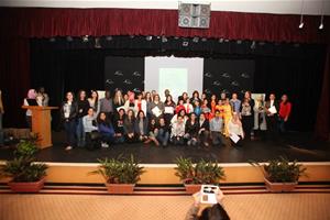 Photo de groupe après l'annonce et remise des prix du concours Jules Verne et de la dictée Picadelf