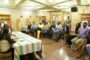 Les participants de la soirée poétique et musicale autour de l’œuvre intitulée : Errance juvéniles