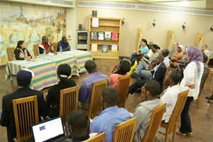 Les participants de la soirée poétique et musicale autour de l’œuvre intitulée : Errance juvéniles