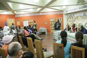 Les participants de la soirée poétique et musicale autour de l’œuvre intitulée : Errance juvéniles