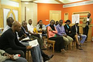 Les participants de la soirée poétique et musicale autour de l’œuvre intitulée : Errance juvéniles