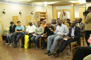 Les participants de la soirée poétique et musicale autour de l’œuvre intitulée : Errance juvéniles