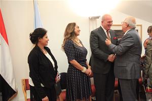 Dr Marwa El Sahn, directrice du CAF, Dr Mohamed conseiller ès informatique et porte-parole de M. Amr Moussa et Dr Ismail Serageldin, directeur de la BA