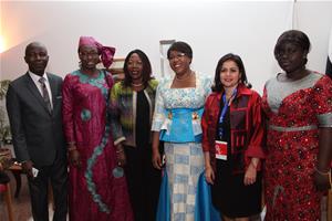 S.E.M Eugène Allou-Allou, Ambassadeur de la Côte d'Ivoire en Egypte, Mme Jeanne Adjoua Peuhmond, Ex-Ministre et Conseillère spéciale du Président de la République de Côte d’Ivoire pour les questions du genre, Mme Euphrasie Kouassi Yao, Titulaire de la Chaire UNESCO « Eau, Femmes et Pouvoir de Décisions » et ex-Ministre ivoirienne, Dr Marwa El Sahn, Directrice du Centre d'Activités Francophones (CAF) et des étudiants ivoiriens de l'Université Senghor