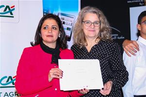 Dr Marwa El Sahn, Directrice du Centre d'Activités Francophones (CAF) et Mme Chantal David, Directrice artistique de la Compagnie Bel Viaggio (France)