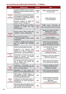 Le programme des journées du patrimoine alexandrin - 7ème édition