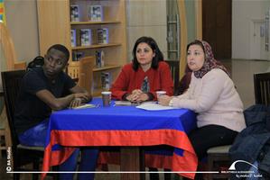  M<sup>me</sup> Nesrine Aly, Bibliothécaire à l’École Girard d’Alexandrie, M.Narcisse Fomekong, Étudiant à l’Université Senghor d’Alexandrie et Dr Marwa El Sahn, Directice du Centre d'Ativités Francophones