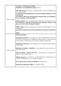 Le programme du colloque