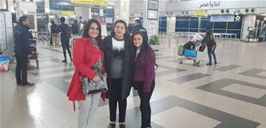 Les lauréates à l'aéroport du Caire