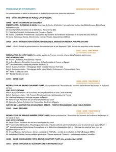 Le programme du colloque en français