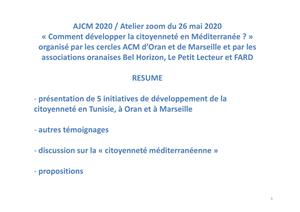 Atelier « Comment développer la citoyenneté en Méditerranée »