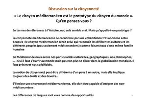 Atelier « Comment développer la citoyenneté en Méditerranée »