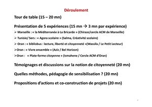 Atelier « Comment développer la citoyenneté en Méditerranée »