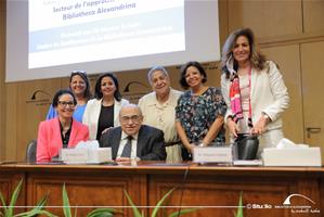 Photo de groupe avec Dr Mostafa El Feki, Directeur de la Bibliotheca Alexandrina