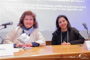 De gauche à droite : M<sup>me</sup> Sandrine Patt, Comportementale profiler et Dr Marwa El Sahn, Directrice du Centre d'Activités Francophones - CAF
