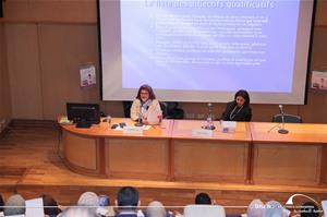 De gauche à droite : M<sup>me</sup> Sandrine Patt, Comportementale profiler et Dr Marwa El Sahn, Directrice du Centre d'Activités Francophones - CAF