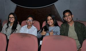 Les lauréats de l'atelier lors de la projection des films