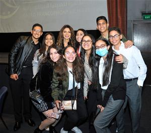 Les lauréats de l'atelier avec l'actrice Naglaa Badr