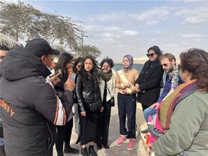 Lors de la visite du Canal de Suez