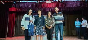 De gauche à droite : Mme Myriam Latif, Professeur du français à l’École Saint Vincent de Paul El Helmiah au Caire, M. Youssef Assaf, Expert en cinématographie et videographie, Dr Marwa El Sahn, Directrice du Centre d'Activites Francophones - CAF et M<sup>me</sup> Valérie Gerbault, Déléguée Générale du Centre Méditerranéen de la Communication Audiovisuelle - CMCA