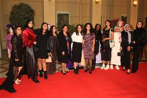 Les lauréates de l'atelier lors de la cérémonie de l'inauguration du festival