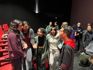 Les lauréates lors de la projection des films et le débat avec les autres lycéens