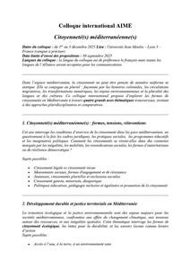  Colloque international AIME - Citoyenneté(s) méditerranéenne(s)