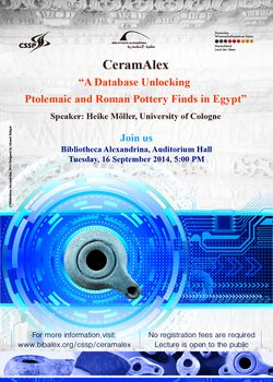 "CeramAlex - A Database Unlocking Ptolemaic and Roman Pottery Finds in Egypt"